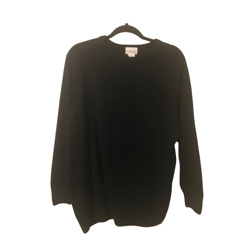 Moda Int'l Black Crew Neck Sweater Size Small Long Sleeve Acrylic